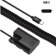 Adaptador-Dummy-PD-DR-E6-Bateria-Canon-LP-E6-Espiral-com-Conector-USB-C Adaptador-Dummy-PD-DR-E6-Bateria-Canon-LP-E6-Espiral-com-Conector-USB-C