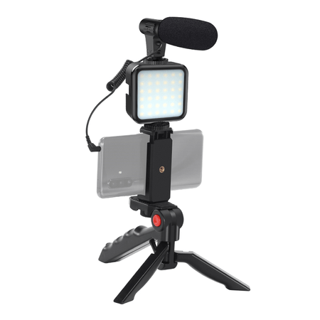 Kit-Gravacao-Mamen-KIT-01LM-Vlogging-Microfone-LED-Tripe-e-Controle-Remoto-para-Smartphone