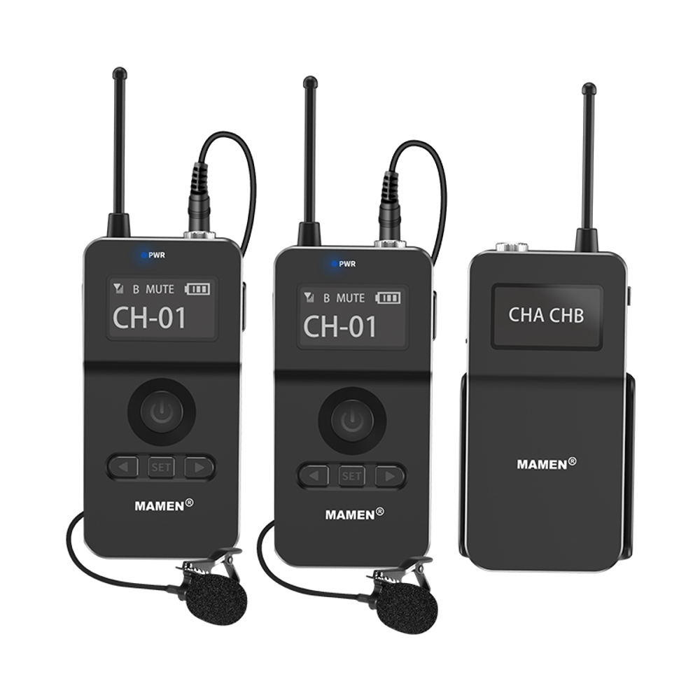 Sistema-de-Microfone-Lapela-Duplo-Sem-Fio-Mamen-WMIC-MATE2-UHF-com-Montagem-em-Cameras Sistema-de-Microfone-Lapela-Duplo-Sem-Fio-Mamen-WMIC-MATE2-UHF-com-Montagem-em-Cameras