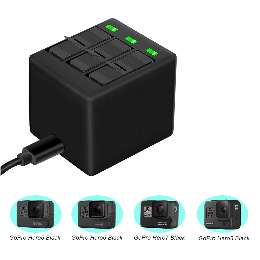 Carregador-Triplo-AHDBT-501-para-Baterias-GoPRo-Hero8-7-6-5-Black-e-Hero-2018 Carregador-Triplo-AHDBT-501-para-Baterias-GoPRo-Hero8-7-6-5-Black-e-Hero-2018