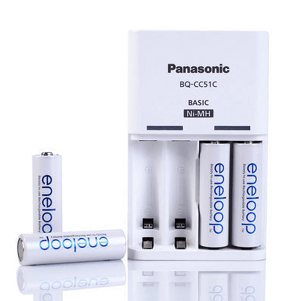 Carregador Panasonic Eneloop Pilhas Aa Aaa Com 4x Pilhas Aa Emania