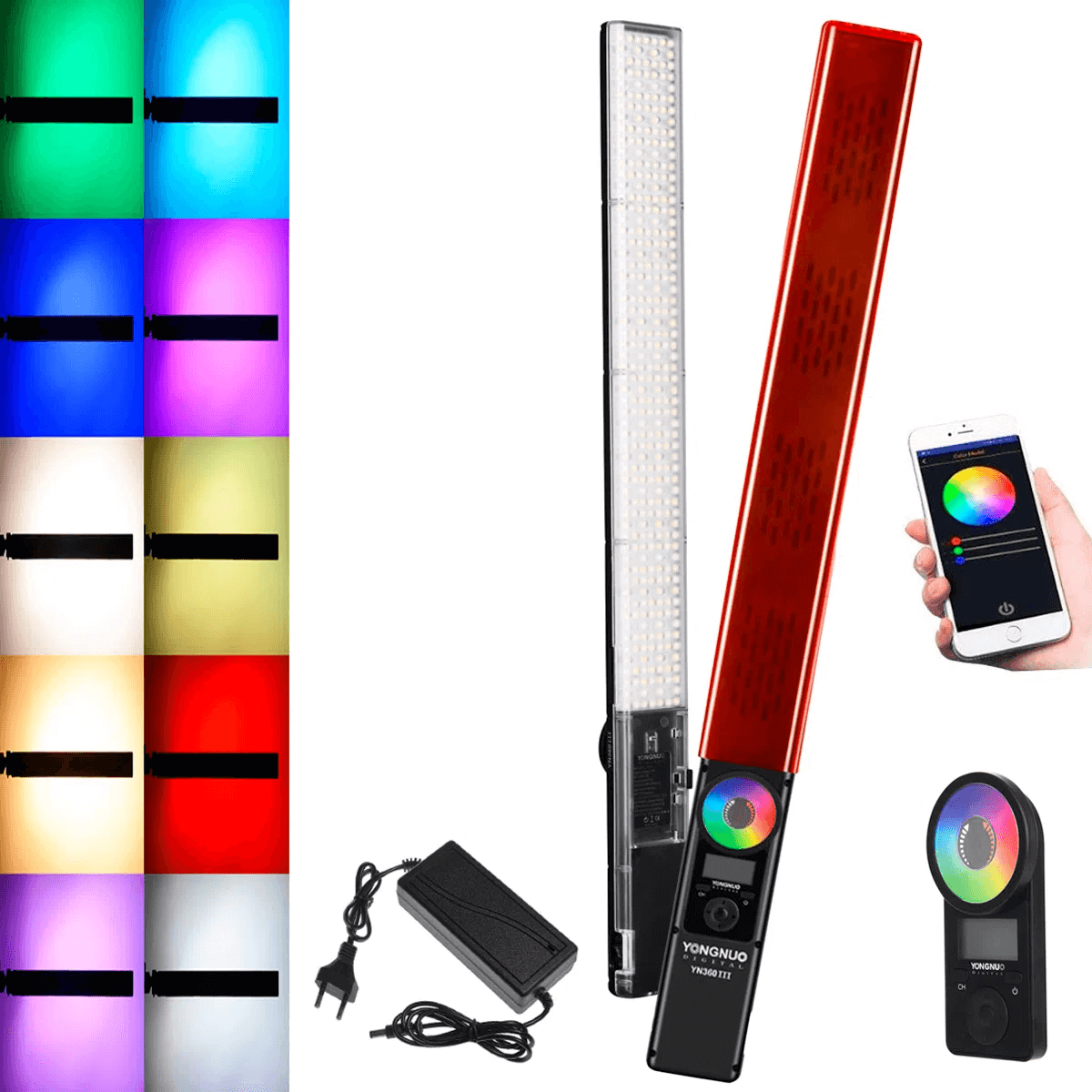 Kit Bastão LED Yongnuo YN360 III RGB + Fonte - eMania Foto e Video