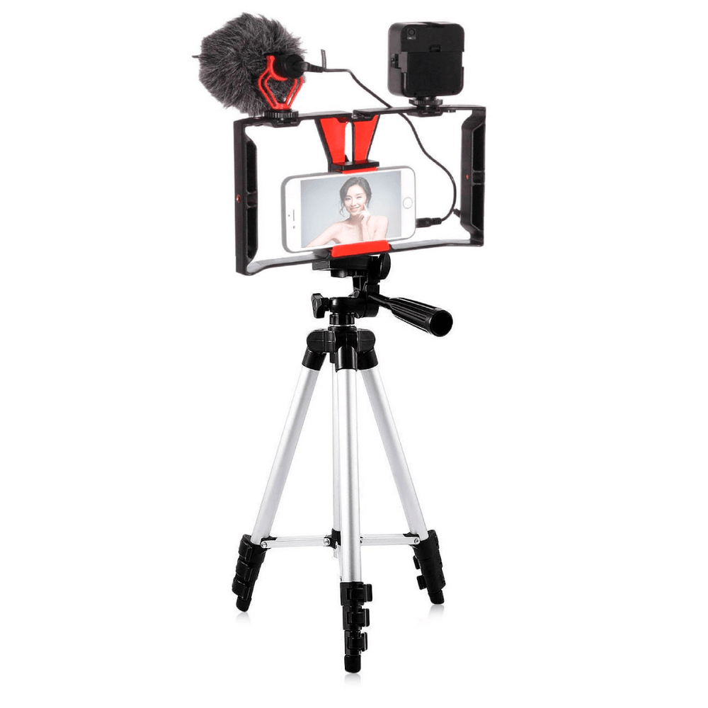 Kit-Transmissao-YouTuber-Microfone-Boya-BY-MM1-Gaiola-SmartPhone-Mini-Led-e-Tripe-Portatil Kit-Transmissao-YouTuber-Microfone-Boya-BY-MM1-Gaiola-SmartPhone-Mini-Led-e-Tripe-Portatil