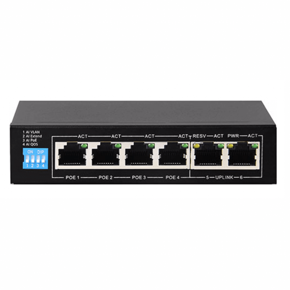 Switch-PoE-AI106-6-Portas-100Mbps-Uplink-60W-Suporte-IEEE802.3af Switch-PoE-AI106-6-Portas-100Mbps-Uplink-60W-Suporte-IEEE802.3af