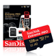 Cartao-MicroSDXC-128Gb-SanDisk-Extreme-Pro-200Mb-s-UHS-I---V30---U3---A2-com-Adaptador-SD