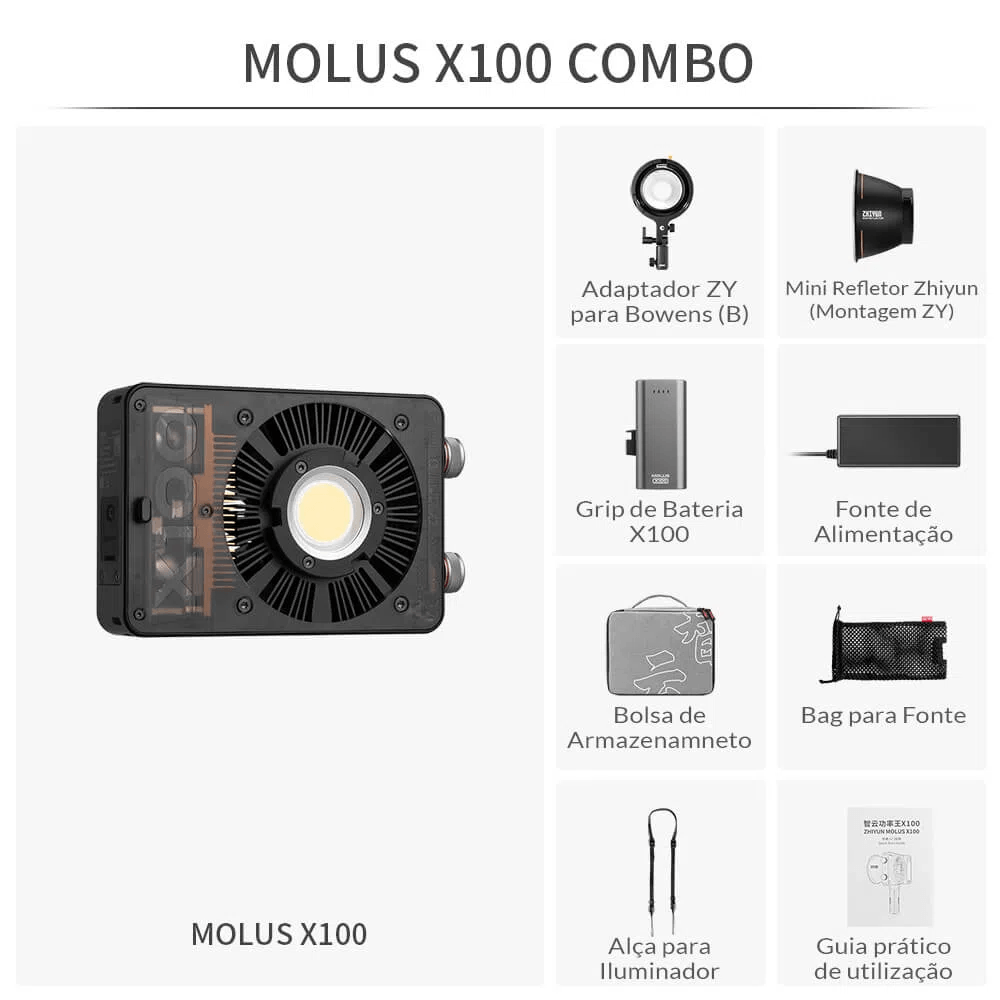 Painel Led Zhiyun MOLUS X100 COB Combo - eMania Foto e Video Painel Led Zhiyun MOLUS X100 COB Combo - eMania Foto e Video