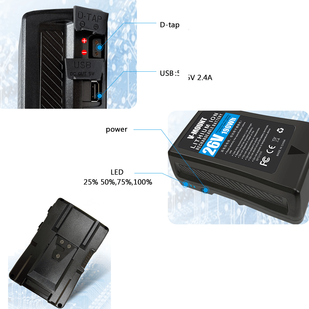 Bateria V-Mount BP-95 de 95Wh / 14.8V - WorldView