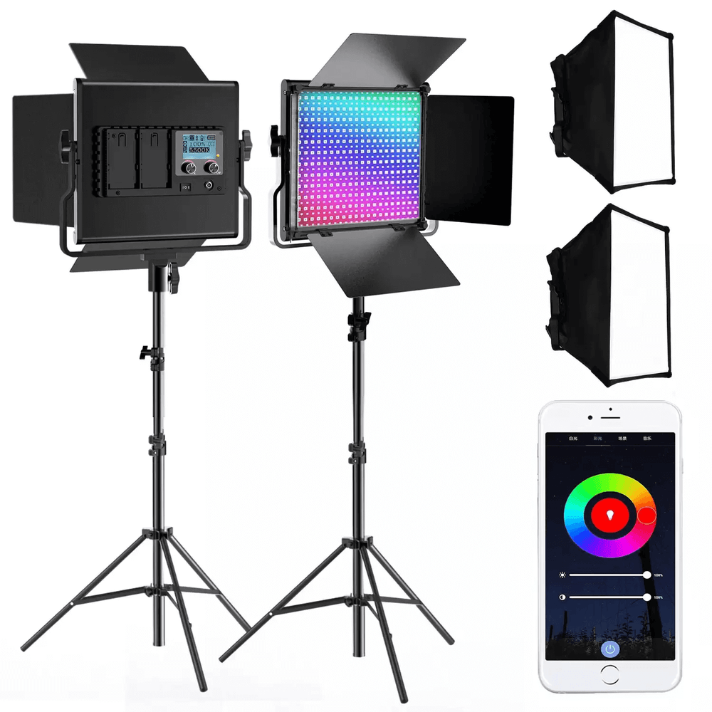 Kit-Iluminacao-2x-Paineis-LED-LL550RP-RGB-Bi-Color-Video-Light-com-Softbox-Controle---Tripes--Bivolt- Kit-Iluminacao-2x-Paineis-LED-LL550RP-RGB-Bi-Color-Video-Light-com-Softbox-Controle---Tripes--Bivolt-