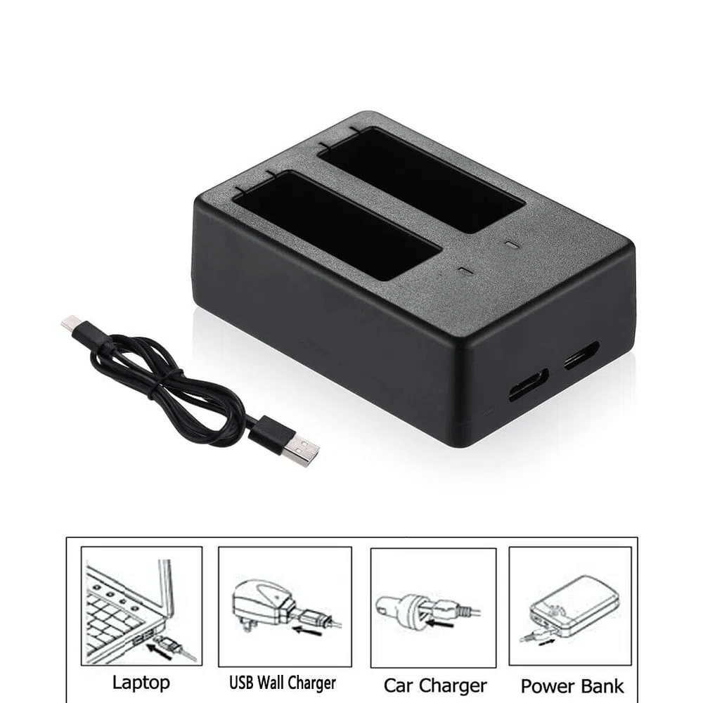 Carregador Duplo para GoPRo Hero 9/10/11/12 - eMania Foto e Video