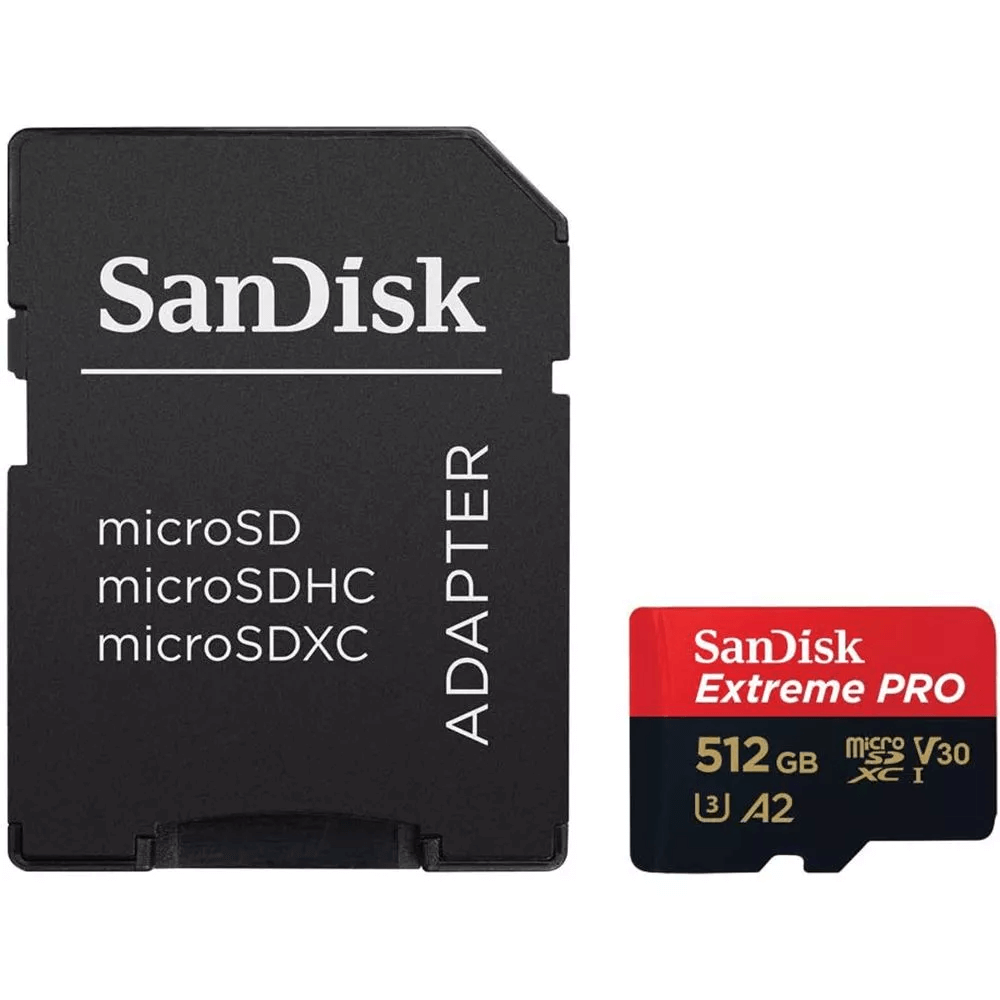 Cartao-MicroSDXC-512Gb-SanDisk-Extreme-Pro-200Mb-s-UHS-I---V30---U3---A2-com-Adaptador-SD Cartao-MicroSDXC-512Gb-SanDisk-Extreme-Pro-200Mb-s-UHS-I---V30---U3---A2-com-Adaptador-SD
