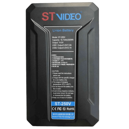 Bateria-V-Mount-STVideo-ST-250V-Broadcast-de-250Wh---14.8V-USB-PowerBank-D-Tap