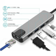Hub-Adaptador-USB-C-5-em-1-Ethernet-RJ45-HDMI-4K-2xUSB-3.0-e-USB-C-PD Hub-Adaptador-USB-C-5-em-1-Ethernet-RJ45-HDMI-4K-2xUSB-3.0-e-USB-C-PD