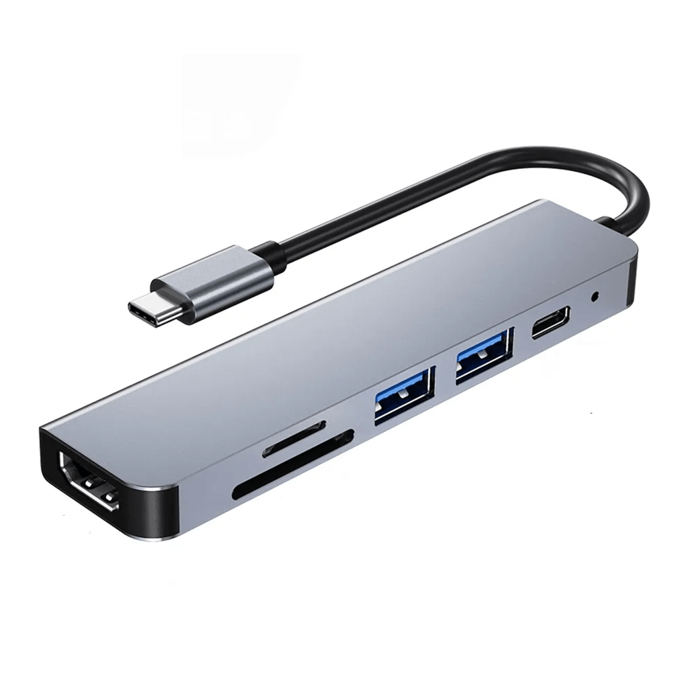 Hub-Adaptador-USB-C-6-em-1-Leitor-Cartao-SD---Micro-SD-Entrada-HDMI-4K-2xUSB-3.0-e-USB-C-PD Hub-Adaptador-USB-C-6-em-1-Leitor-Cartao-SD---Micro-SD-Entrada-HDMI-4K-2xUSB-3.0-e-USB-C-PD