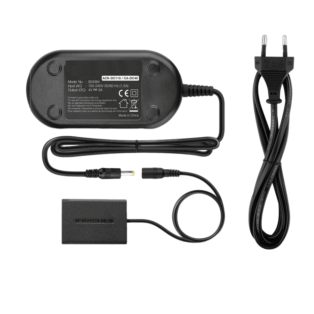 Adaptador AC ACK-e8 Y Acoplador DR-e8 Para Canon LP-e8 -bivolt Color Negro