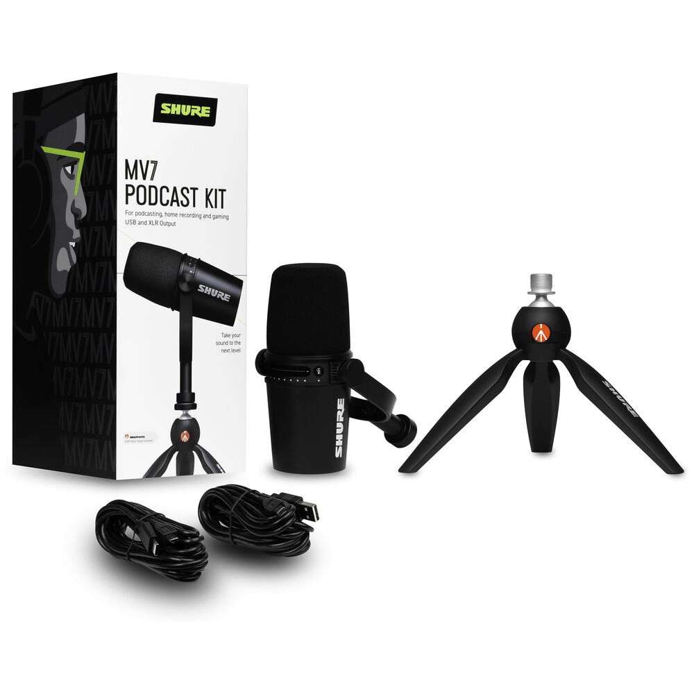Kit Podcast Microfone Shure MV7 e Tripé - WorldView
