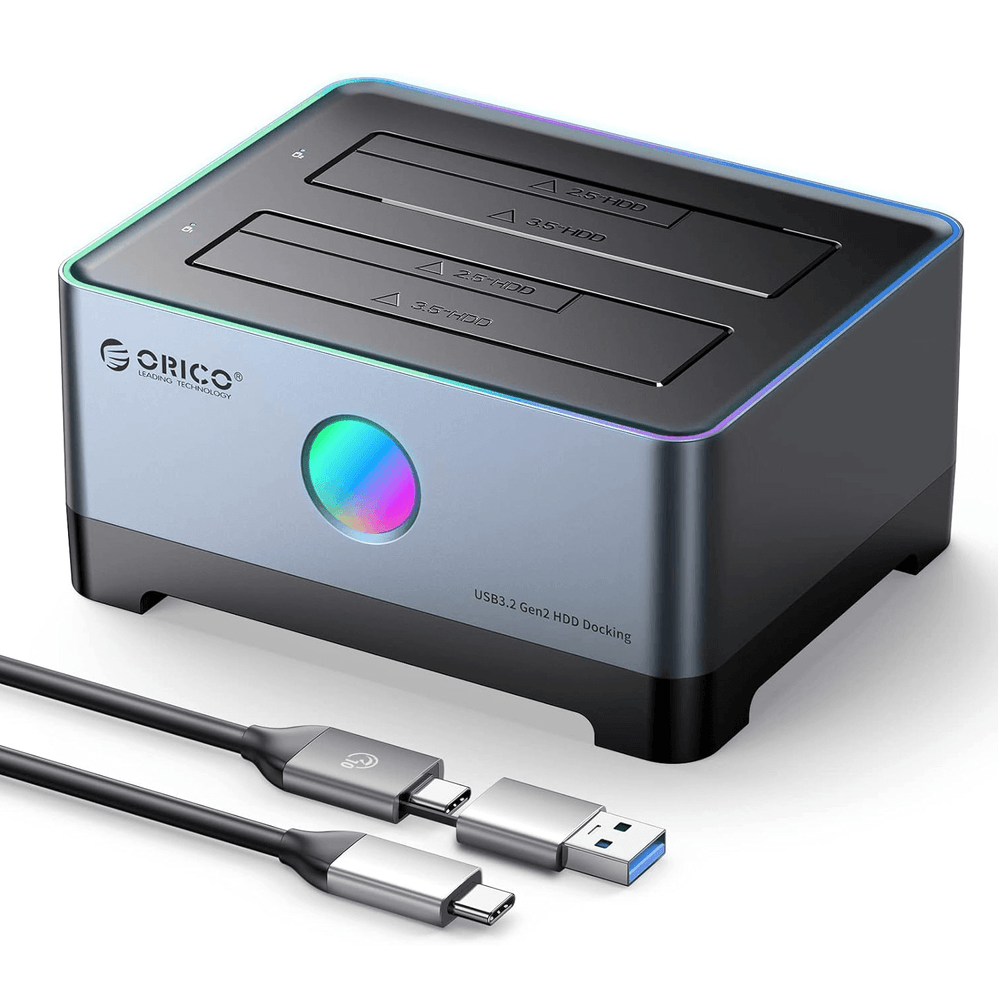 Dock-Station-Duplo-HDD-SSD-SATA-2.5--e-3.5--RGB-Orico-5528C3-C-2x-Entradas-Funcao-Clone-Offline Dock-Station-Duplo-HDD-SSD-SATA-2.5--e-3.5--RGB-Orico-5528C3-C-2x-Entradas-Funcao-Clone-Offline
