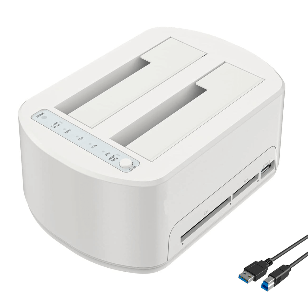 Dock-Station-Duplo-HDD-SSD-SATA-2.5--3.5--MAIWO-K3062CR-Funcao-Duplicador-e-Leitor-CF-e-SD--Branco- Dock-Station-Duplo-HDD-SSD-SATA-2.5--3.5--MAIWO-K3062CR-Funcao-Duplicador-e-Leitor-CF-e-SD--Branco-