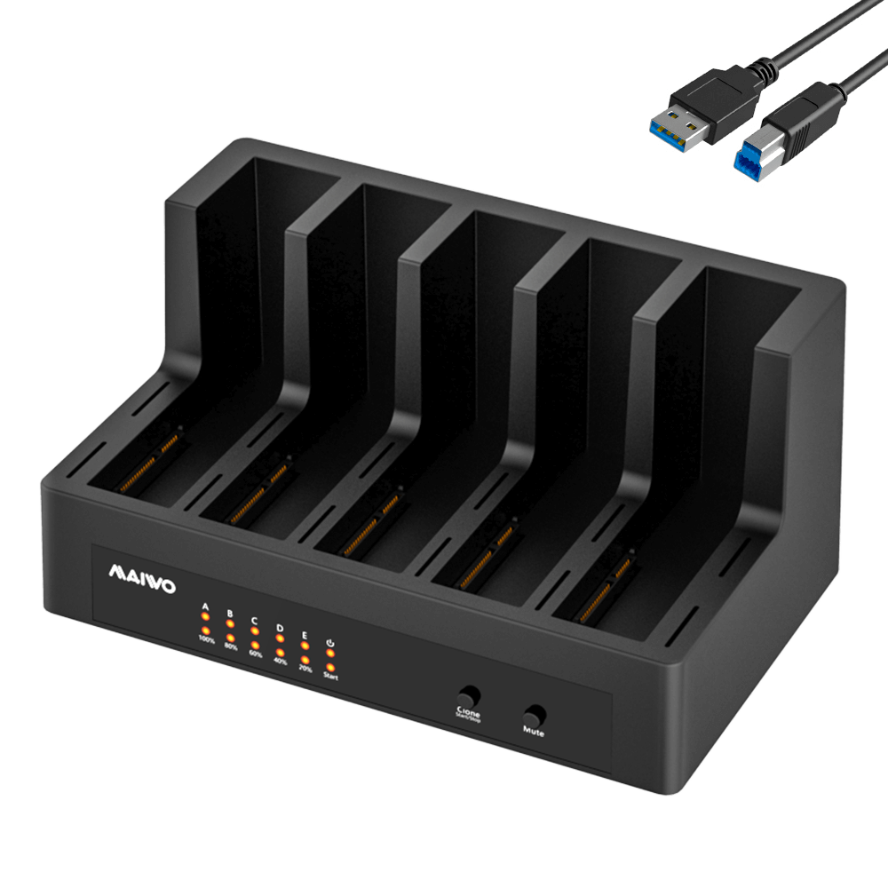 Dock-Station-5x-HDD-SSD-SATA-2.5--e-3.5--MAIWO-K3062-5x-Baias-Funcao-Clone-Offline Dock-Station-5x-HDD-SSD-SATA-2.5--e-3.5--MAIWO-K3062-5x-Baias-Funcao-Clone-Offline