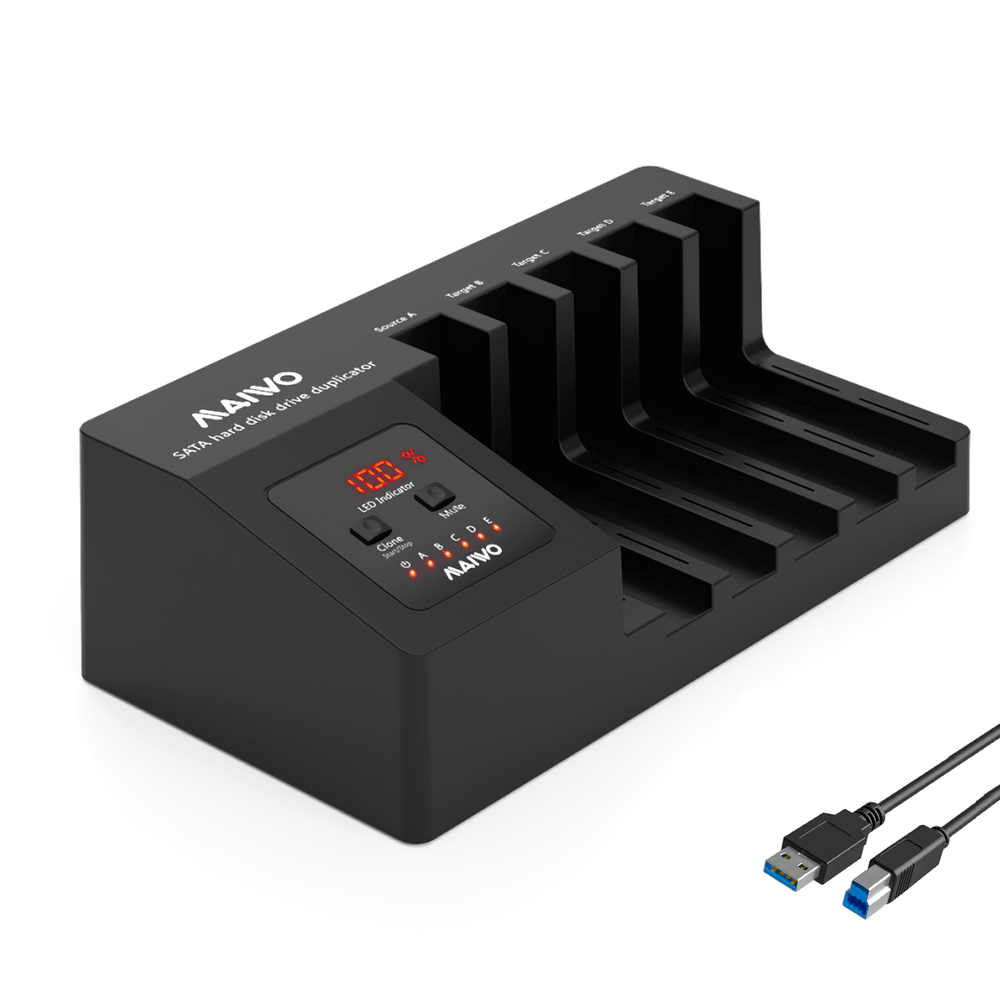Dock-Station-5x-HDD-SSD-SATA-2.5--e-3.5--MAIWO-K3095A-5x-Baias-Display-Digital-e-Funcao-Clone-Offline Dock-Station-5x-HDD-SSD-SATA-2.5--e-3.5--MAIWO-K3095A-5x-Baias-Display-Digital-e-Funcao-Clone-Offline