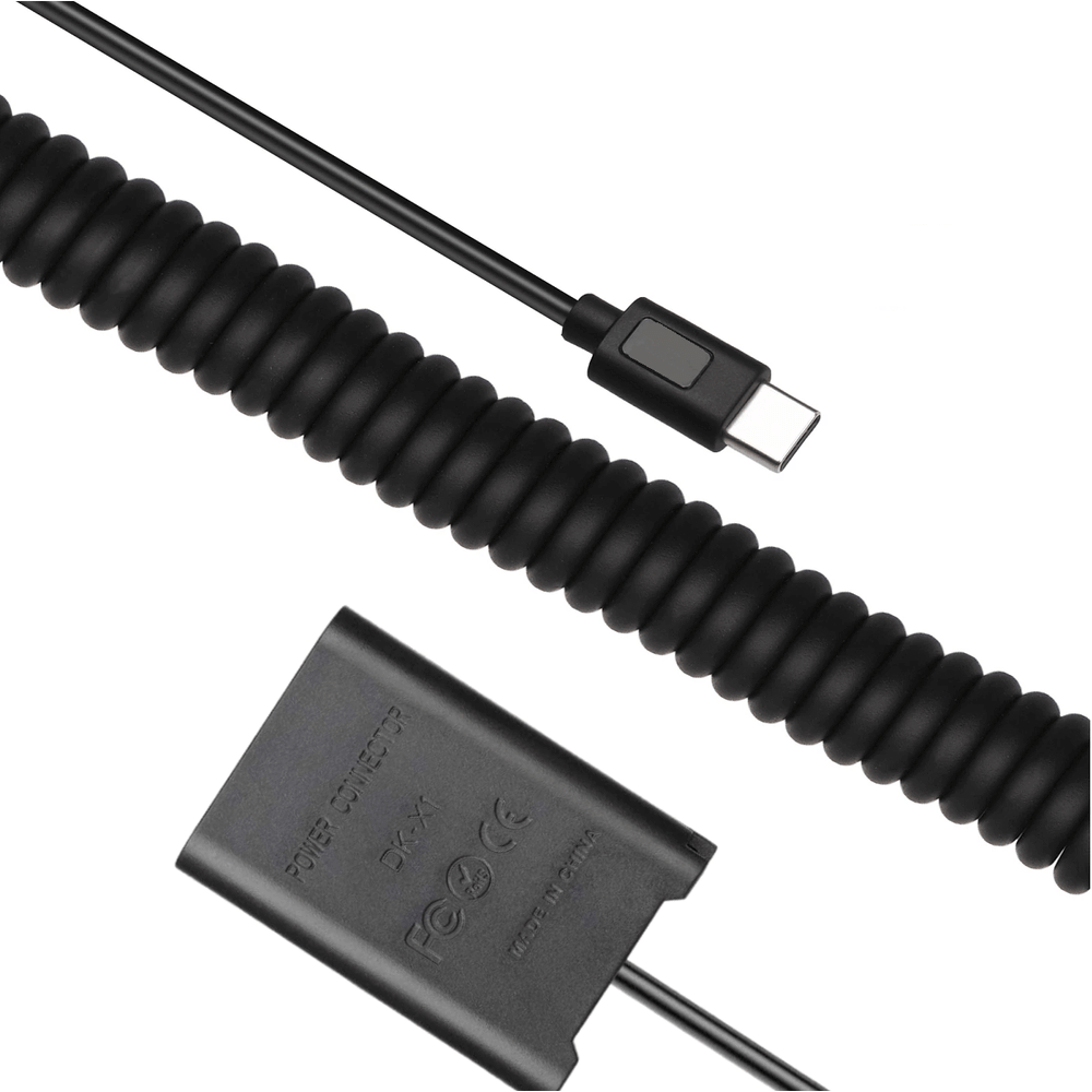 Adaptador-Dummy-PD-DK-X1-Bateria-Sony-NP-BX1-Espiral-com-Conector-USB-C Adaptador-Dummy-PD-DK-X1-Bateria-Sony-NP-BX1-Espiral-com-Conector-USB-C
