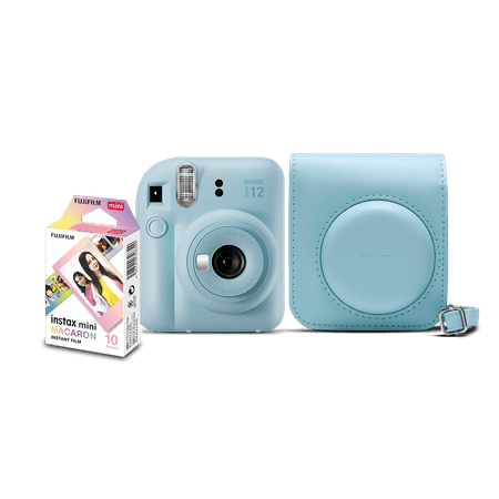 Kit-Camera-Instantanea-FujiFilm-Instax-Mini-12-Azul-Candy-com-Bolsa-e-Pack-10-Filmes