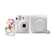 Kit-Camera-Instantanea-FujiFilm-Instax-Mini-12-Branco-Marfim-com-Bolsa-e-Pack-10-Filmes