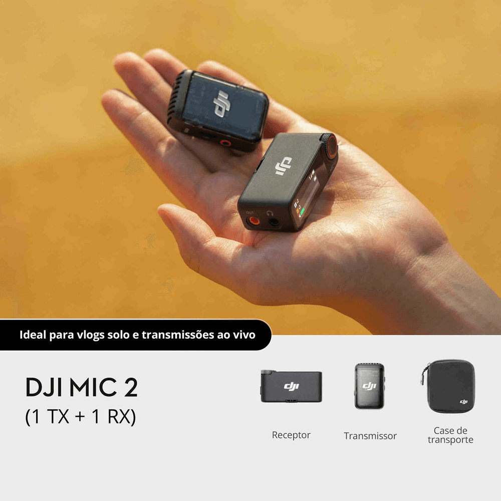 その他 DJI MIC 2 Microfone DJI Mic 2 (2 TX + 1 RX + Case) – Kit Completo Sem Fio