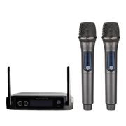 Sistema-Microfone-de-Mao-Duplo-HT-014-Sem-Fio-Dinamico-UHF-Profissional