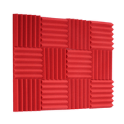 Kit-12x-Espuma-Acustica-para-Estudio-30x30x5cm-Placas-Flat-Autoadesivas-Anti-Ruido--Vermelho-