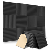 Kit-10x-Espuma-Acustica-para-Estudio-50x50x5cm-Placas-Flat-Autoadesivas-Anti-Ruido-Preto