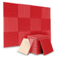 Kit-10x-Espuma-Acustica-para-Estudio-50x50x5cm-Placas-Flat-Autoadesivas-Anti-Ruido--Vermelho-