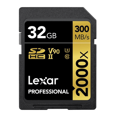 Cartao-SDXC-32Gb-Lexar-Gold-8K-2000x-300Mb-s-UHS-II---V90---U3---Classe-10