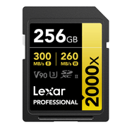 Cartao-SDXC-256Gb-Lexar-Gold-8K-2000x-300Mb-s-UHS-II---V90---U3---Classe-10