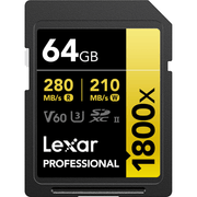 Cartao-SDXC-64Gb-Lexar-Gold-4K-1800x-280Mb-s-UHS-II---V60---U3---Classe-10