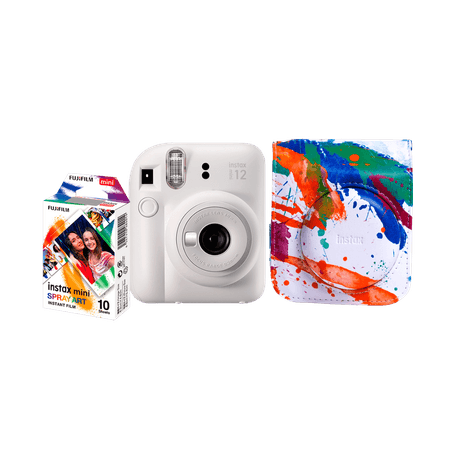 Kit-Camera-Instantanea-FujiFilm-Instax-Mini-12-Branca-com-Bolsa-Spray-Art-e-Pack-10-Filmes-Spray-Art