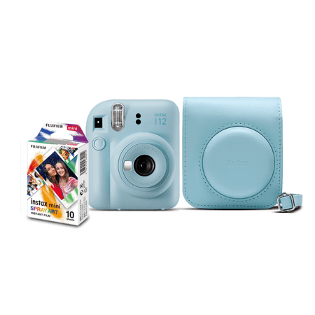 Kit-Camera-Instantanea-FujiFilm-Instax-Mini-12-Azul-Candy-com-Bolsa-e-Pack-10-Filmes