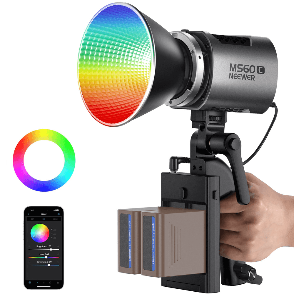 Iluminador-LED-Neewer-MS60C-RGB-65W-Spotlight-Bowens--Bivolt- Iluminador-LED-Neewer-MS60C-RGB-65W-Spotlight-Bowens--Bivolt-