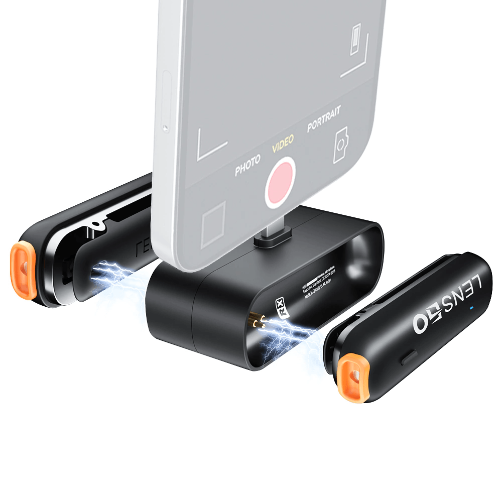Sistema-Microfone-Duplo-LensGo-318C-Mini-Sem-Fio-USB-C-para-Smartphones Sistema-Microfone-Duplo-LensGo-318C-Mini-Sem-Fio-USB-C-para-Smartphones