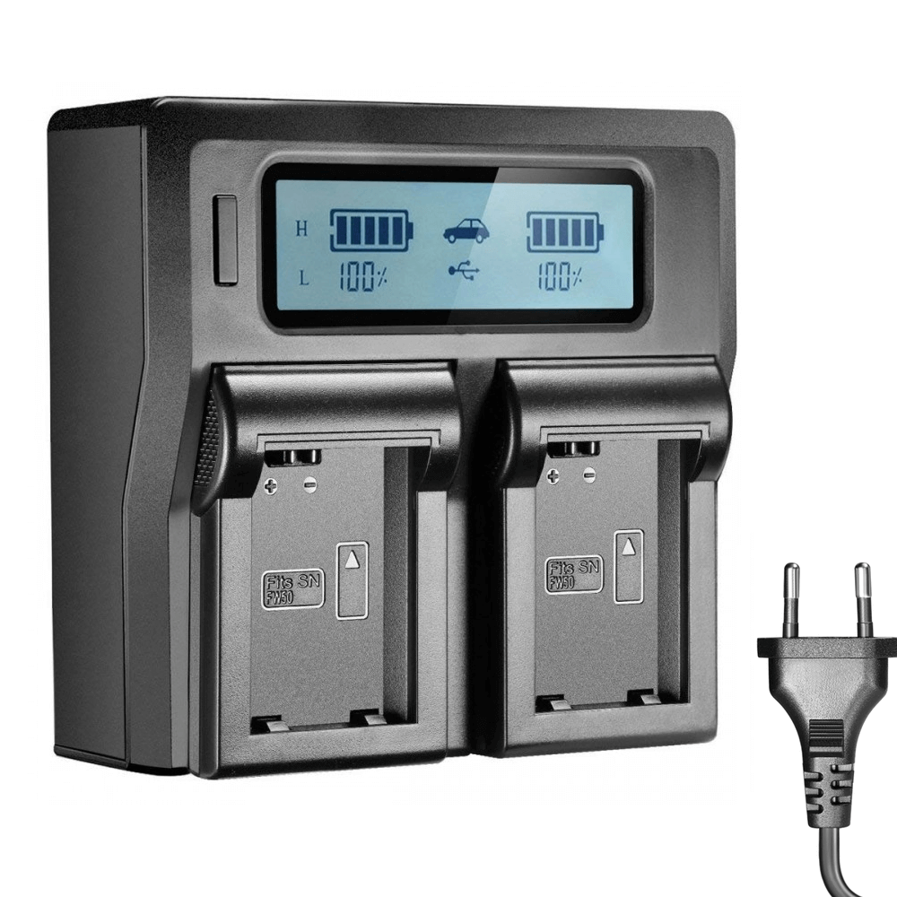 Carregador-Duplo-para-Sony-NP-FW50-de-Carga-Rapida-e-Visor-de-LCD--Bivolt- Carregador-Duplo-para-Sony-NP-FW50-de-Carga-Rapida-e-Visor-de-LCD--Bivolt-