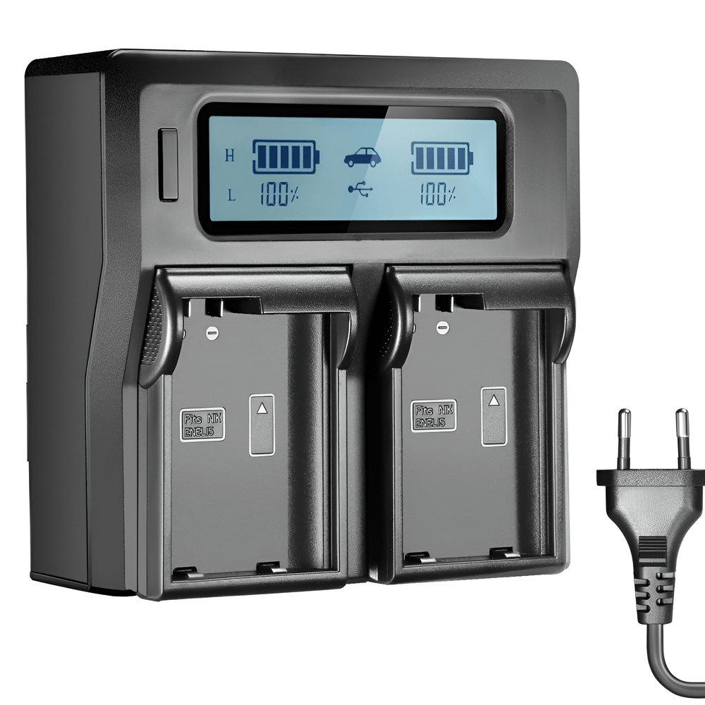 Carregador-Duplo-para-Nikon-EN-EL15-de-Carga-Rapida-e-Visor-de-LCD--Bivolt- Carregador-Duplo-para-Nikon-EN-EL15-de-Carga-Rapida-e-Visor-de-LCD--Bivolt-