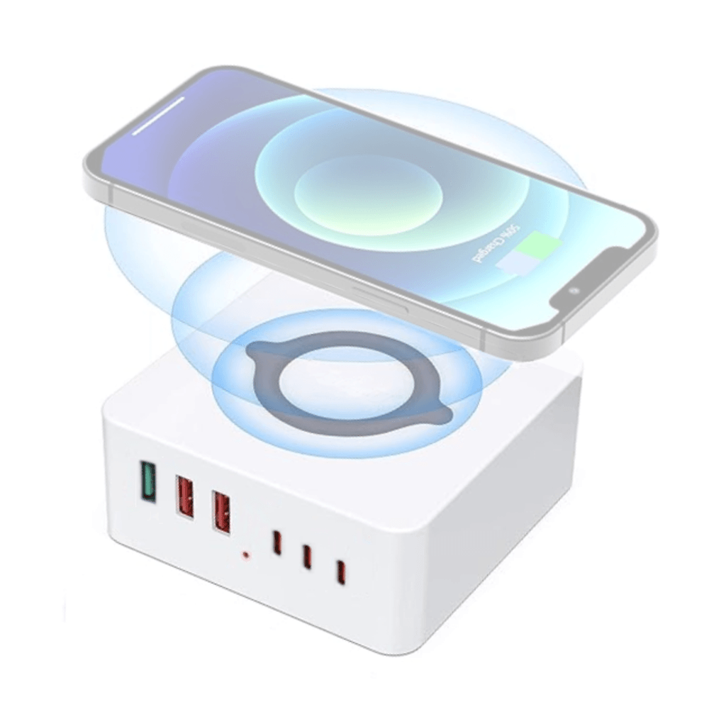 Carregador-Wireless-963L-Inducao-15W-Multi-USB-140W-PD-QC--Bivolt- Carregador-Wireless-963L-Inducao-15W-Multi-USB-140W-PD-QC--Bivolt-