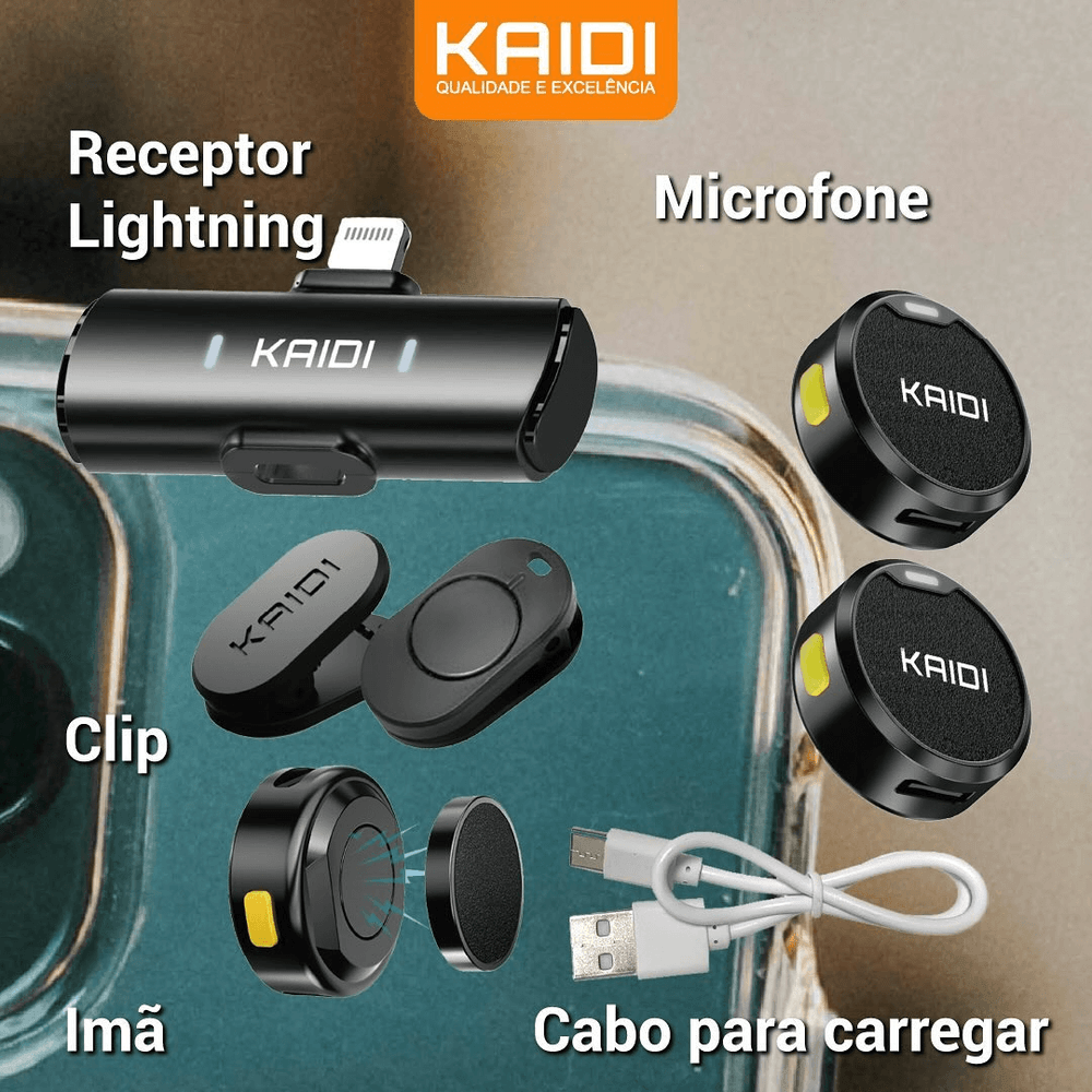 ゴールデンマイカ Microfone Duplo Kaidi KMF4-A Lightning - eMania Foto e Video