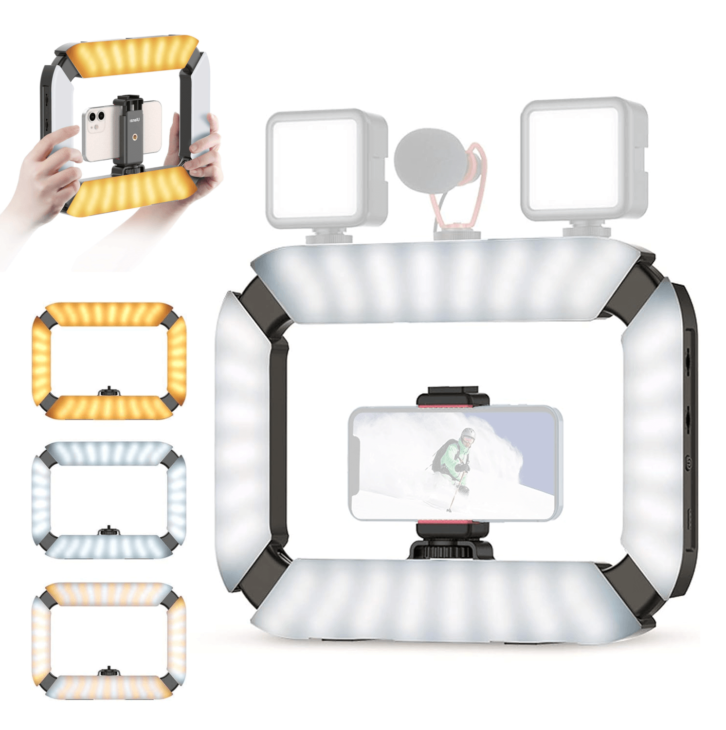 Iluminador LED Ring Light Ulanzi U200 Handheld Rig 20W Bi-Color para Smartphones