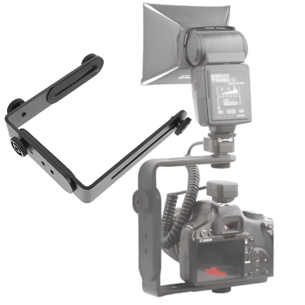 Suporte-L-Duplo-TMB-16T-Montagem-Universal-1-4--para-Flash-e-Camera Suporte-L-Duplo-TMB-16T-Montagem-Universal-1-4--para-Flash-e-Camera