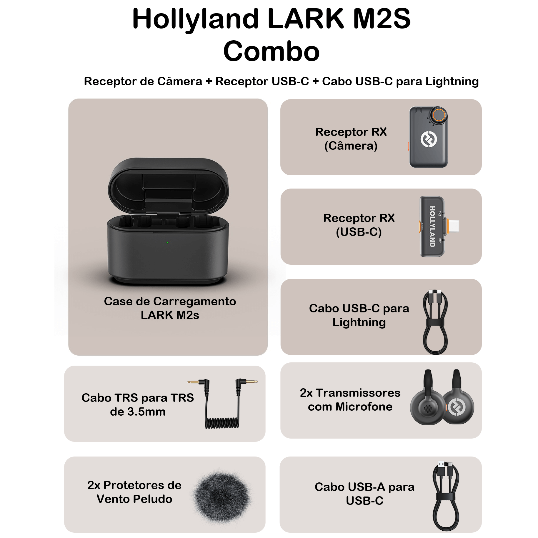 Hollyland LARK M2S Combo Wireless Smartphones e Câmeras - eMania