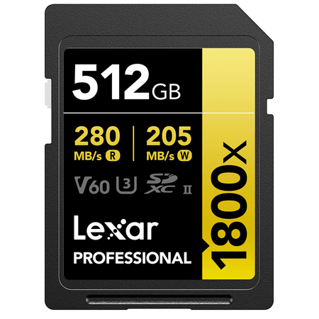 Cartao-SDXC-512Gb-Lexar-Gold-4K-1800x-280Mb-s-UHS-II---V60---U3---Classe-10