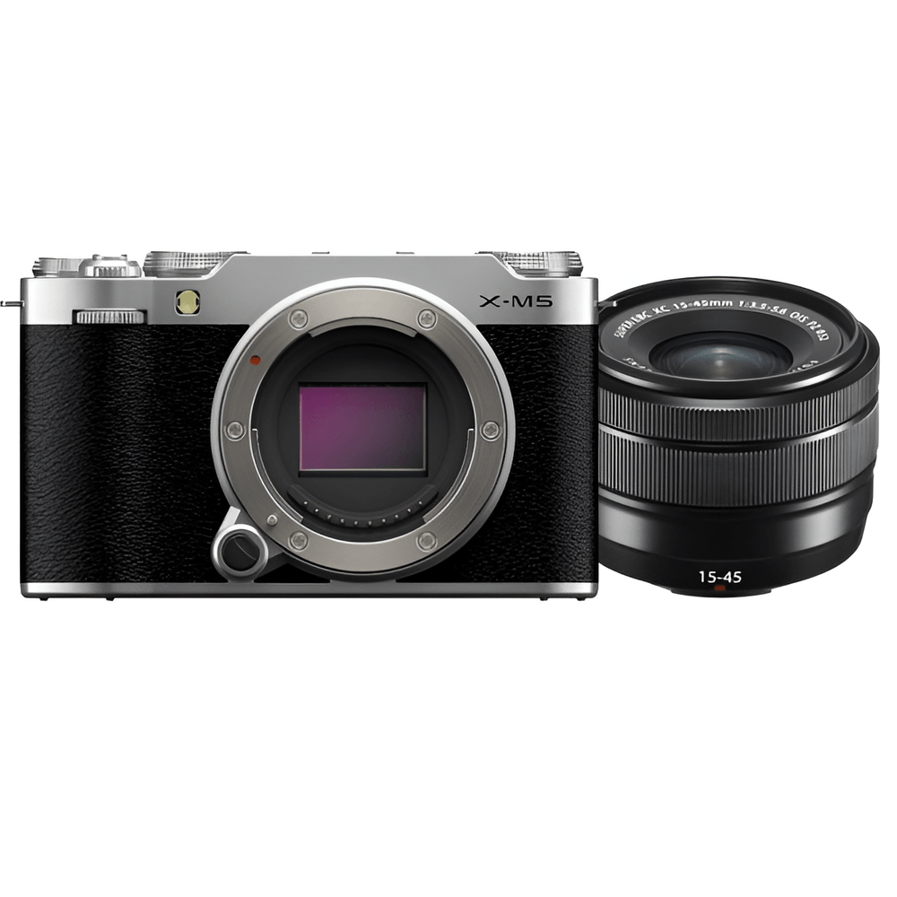 FujiFilm X-M5 Mirrorless Prata Lente 15-45mm - eMania Foto e Video