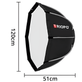 Softbox-Octagonal-Triopo-K2-120cm-com-Grade-Montagem-Bowens