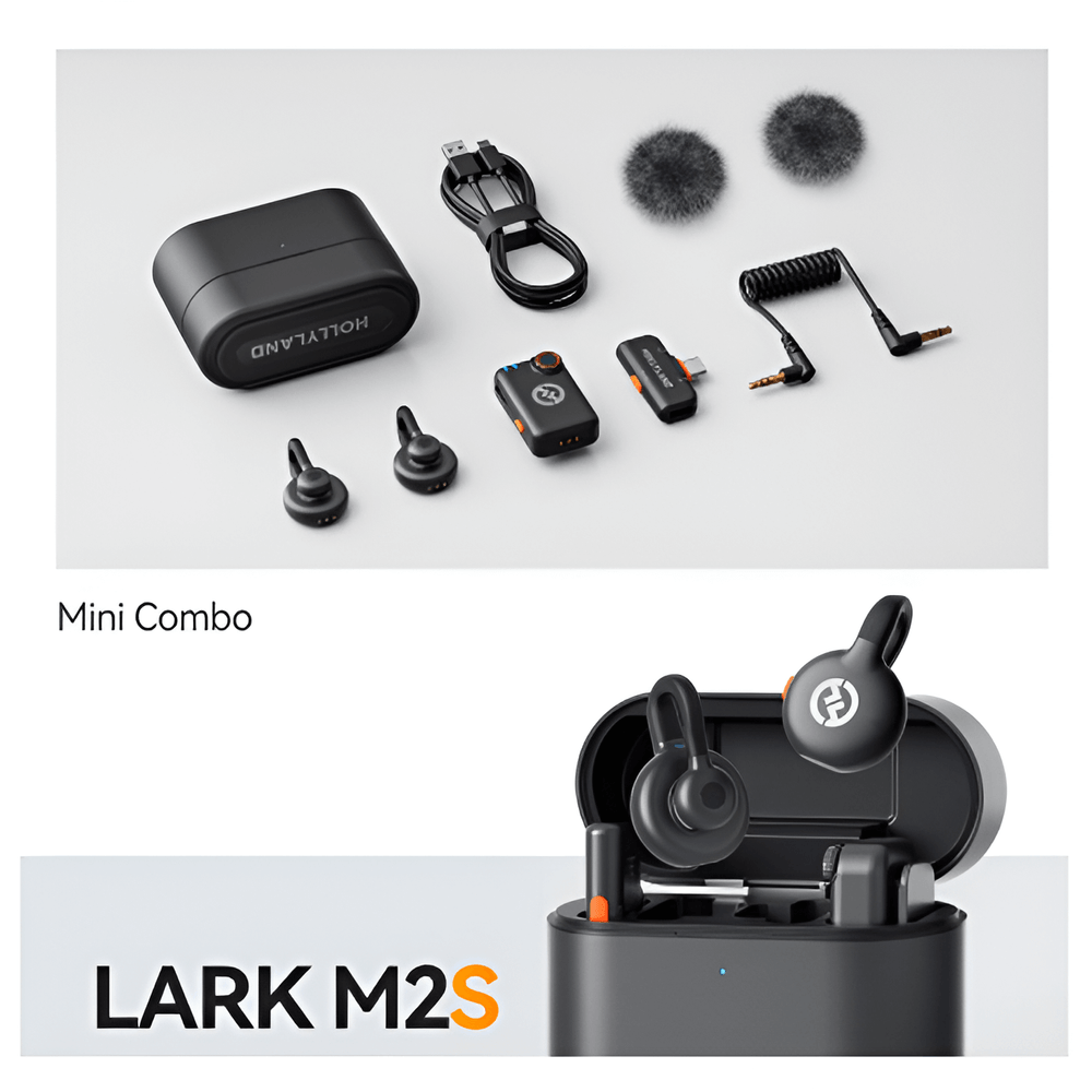 Hollyland Lark m2s Mini Combo バージョン Hollyland Lark M2 Combo Sistema de Microfone Sem Fio - VIDDIUM