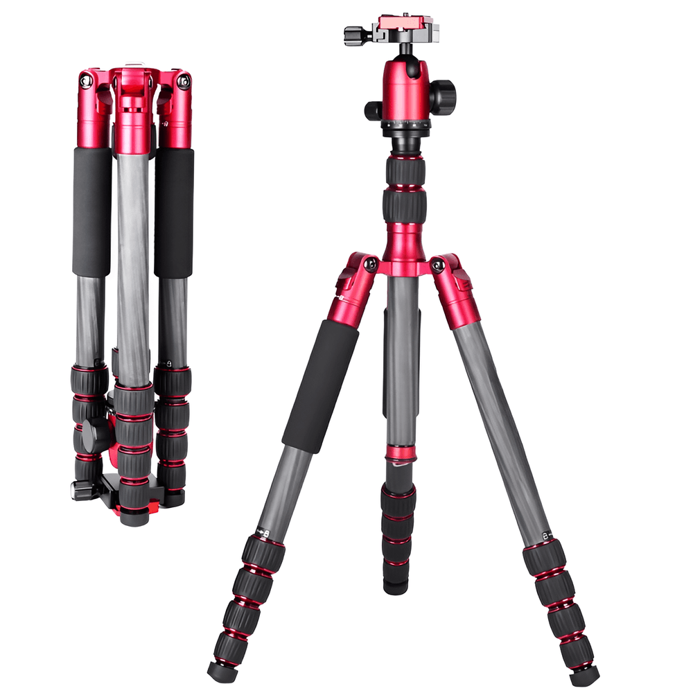 Tripe-KingJoy-Fibra-de-Carbono-C1229B-QF00T-Cabeca-Esferica-Ball-Head-ate-10kg--Vermelho- Tripe-KingJoy-Fibra-de-Carbono-C1229B-QF00T-Cabeca-Esferica-Ball-Head-ate-10kg--Vermelho-